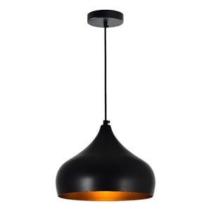 CWI Lighting Dynamic 1 Light Modern Metal Down Pendant in Black