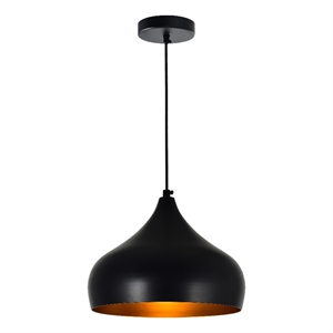CWI Lighting Dynamic Single Light Down Metal Pendant in Black