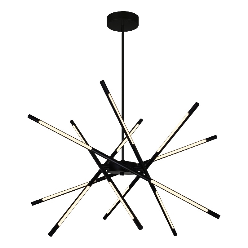 CWI Lighting Oskil 6 Light LED Integrated Metal Chandelier in Black