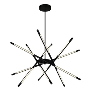 CWI Lighting Oskil 6 Light LED Integrated Metal Chandelier in Black