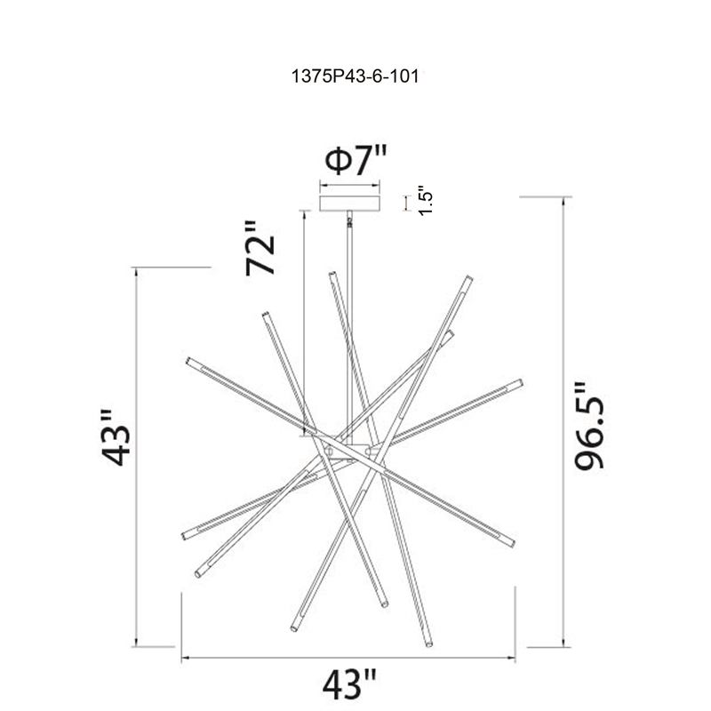 CWI Lighting Oskil 6 Light LED Integrated Metal Chandelier in Black
