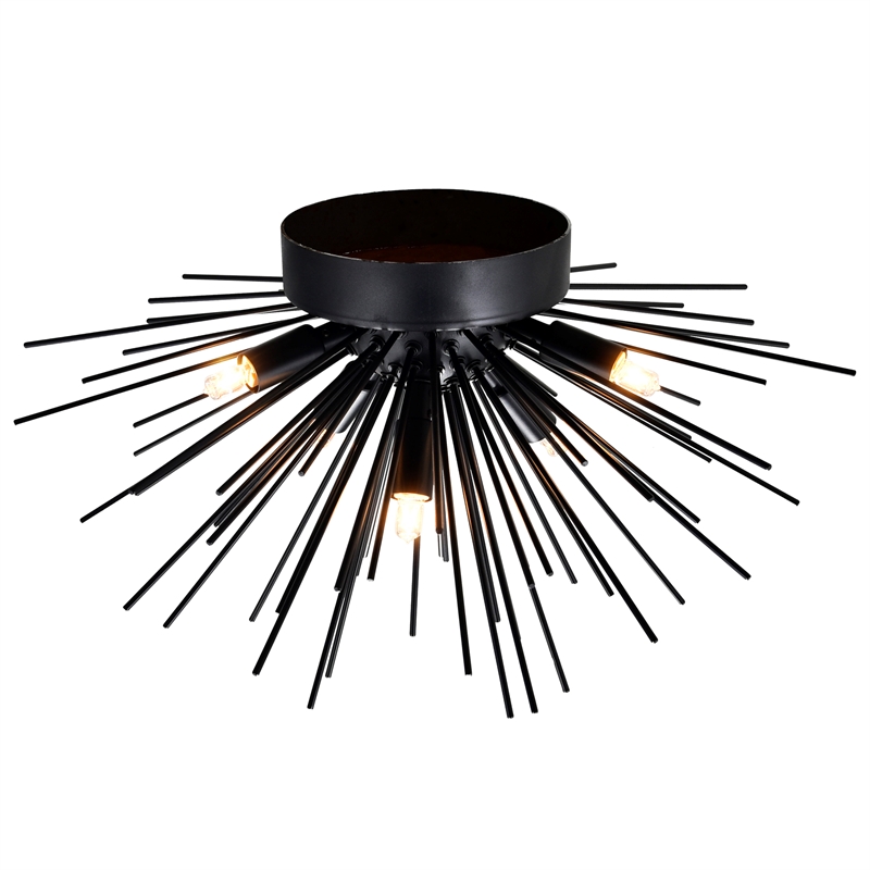 CWI Lighting Savannah 6 Light Metal Indoor Flush Mount in Black