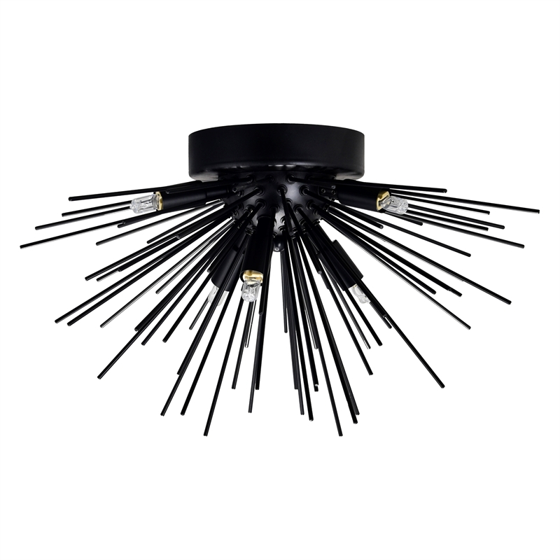 CWI Lighting Savannah 6 Light Metal Indoor Flush Mount in Black