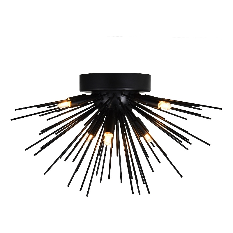 CWI Lighting Savannah 6 Light Metal Indoor Flush Mount in Black