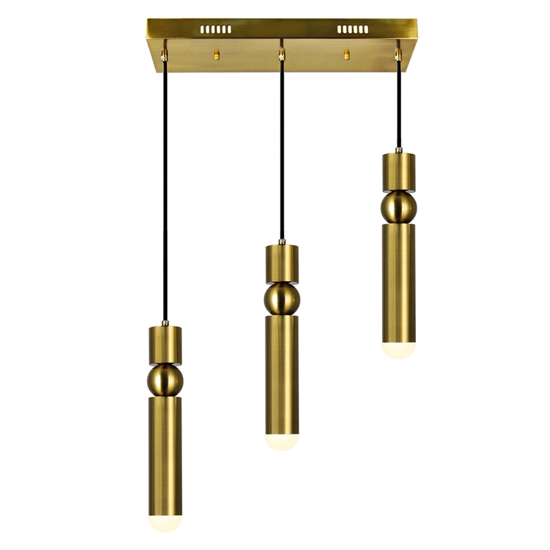 CWI Lighting Chime 3 LED Lights Metal Island Chandelier in Brass