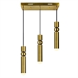 CWI Lighting Chime 3 LED Lights Metal Island Chandelier in Brass