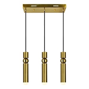 CWI Lighting Chime 3 LED Lights Metal Island Chandelier in Brass