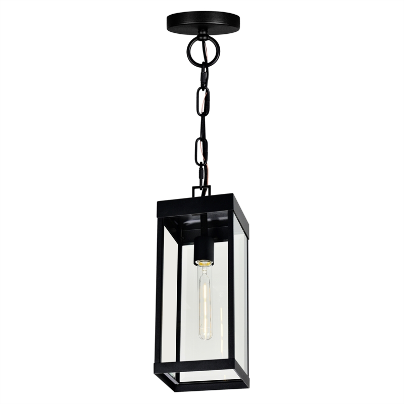 CWI Lighting Windsor 1 Light Black Metal Outdoor Ceiling Light