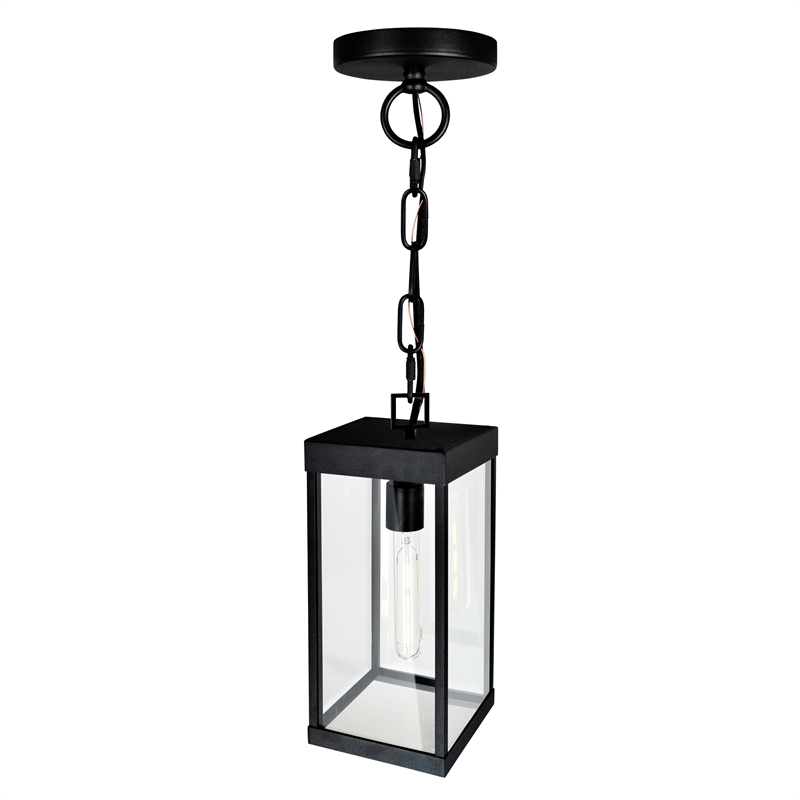 CWI Lighting Windsor 1 Light Black Metal Outdoor Ceiling Light