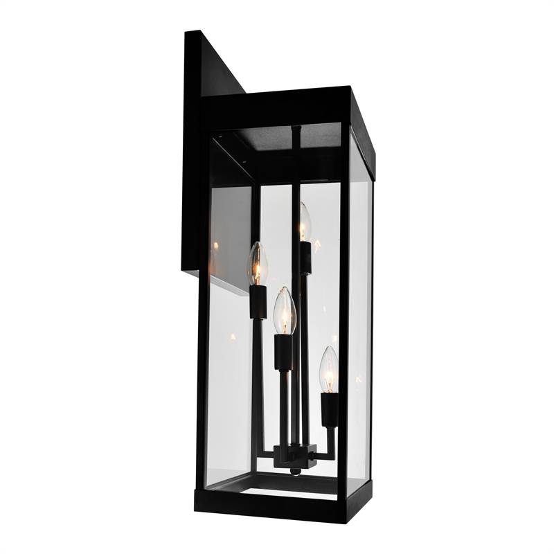 CWI Lighting Windsor 4 Light Modern Black Metal Outdoor Wall Light