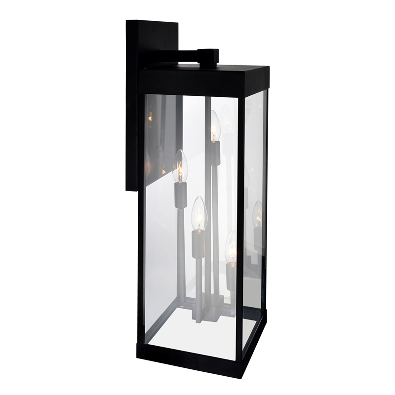 CWI Lighting Windsor 4 Light Modern Black Metal Outdoor Wall Light
