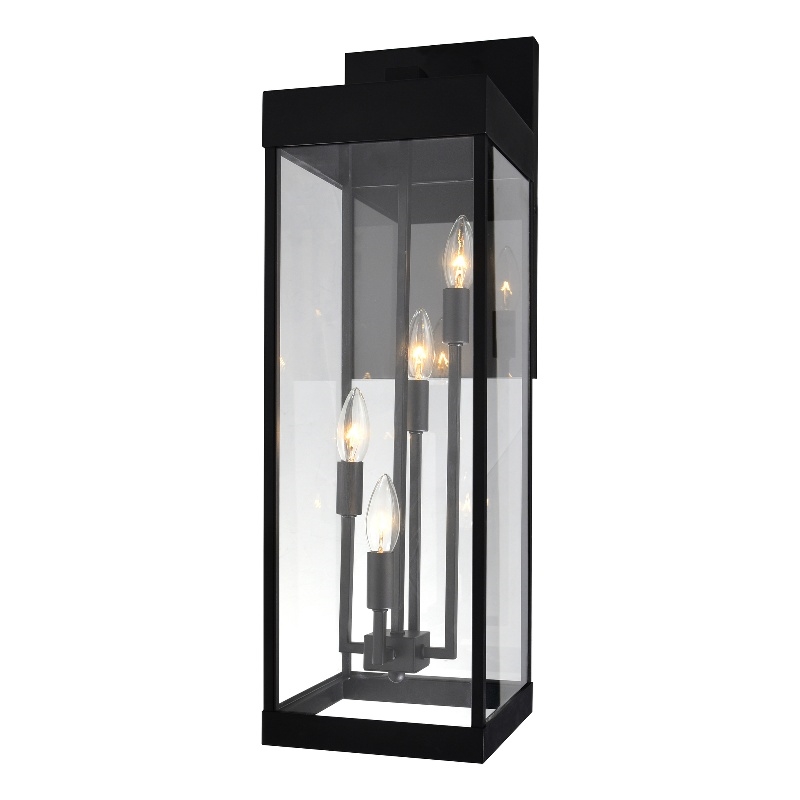 CWI Lighting Windsor 4 Light Modern Black Metal Outdoor Wall Light