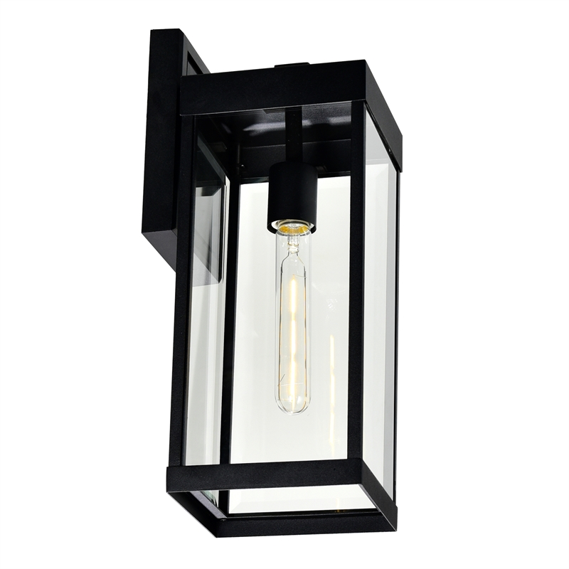 CWI Lighting Windsor 1 Light Modern Black Metal Outdoor Wall Light