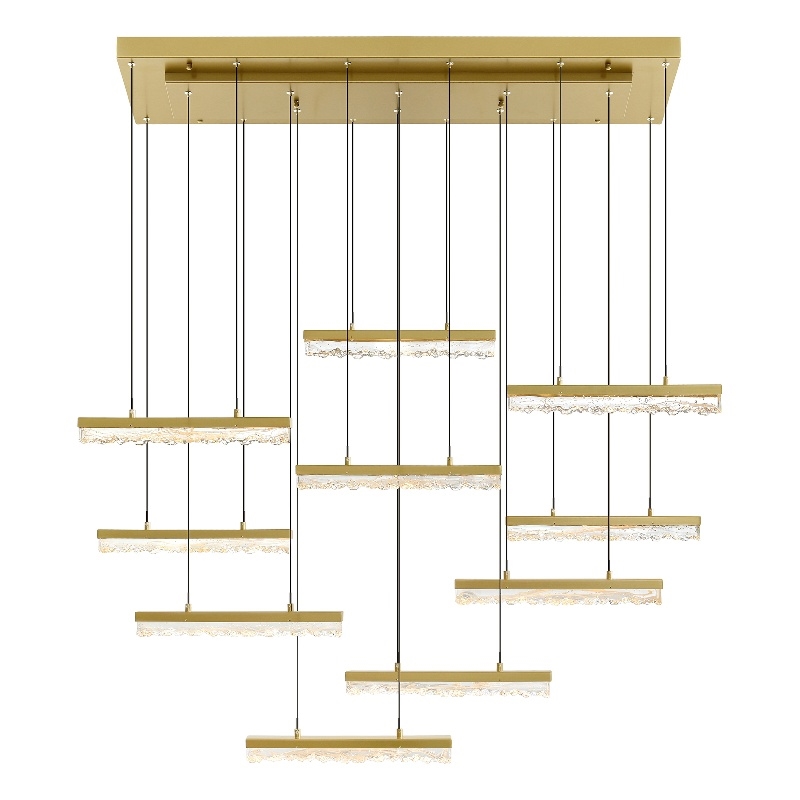 CWI Lighting Stagger Integrated LED Brass Chandelier