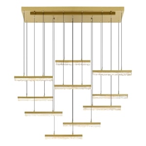 CWI Lighting Stagger Integrated LED Brass Chandelier