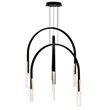 Curva Integrated LED 38in Black Chandelier with Handcrafted Glass