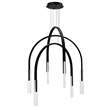 Curva Integrated LED 38in Black Chandelier with Handcrafted Glass