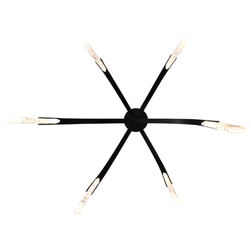 Curva Integrated LED 38in Black Chandelier with Handcrafted Glass