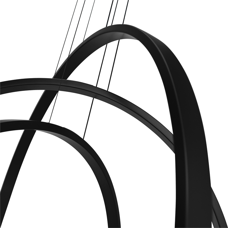 Curva Integrated LED 38in Black Chandelier with Handcrafted Glass