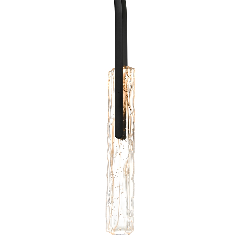 Curva Integrated LED 38in Black Chandelier with Handcrafted Glass
