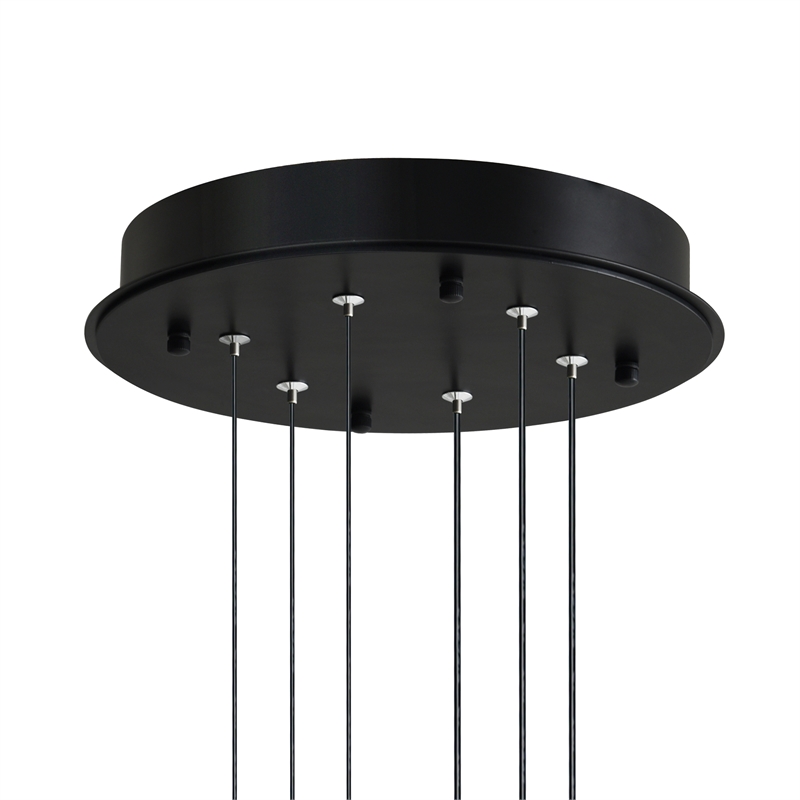 Curva Integrated LED 38in Black Chandelier with Handcrafted Glass
