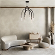 Curva Integrated LED 38in Black Chandelier with Handcrafted Glass