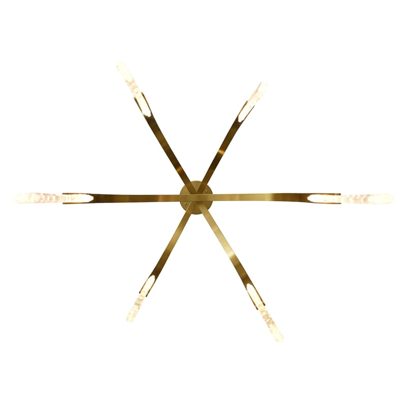 Curva Integrated LED 38in Brass Chandelier with Handcrafted Glass
