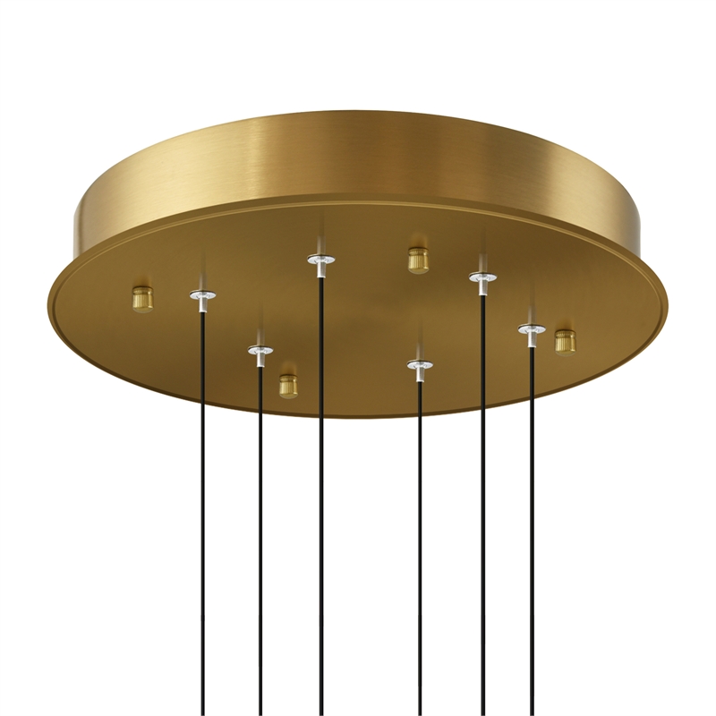 Curva Integrated LED 38in Brass Chandelier with Handcrafted Glass
