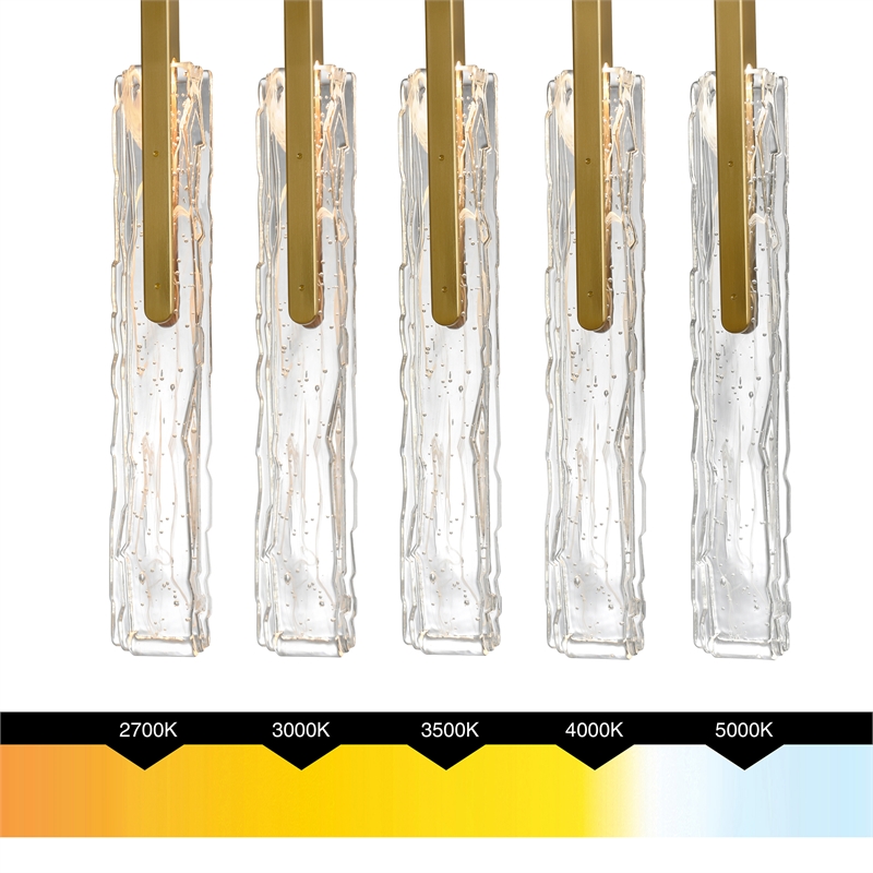 Curva Integrated LED 38in Brass Chandelier with Handcrafted Glass