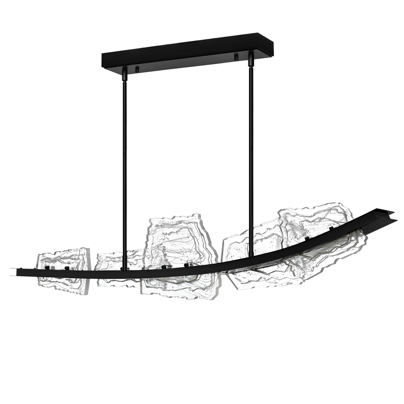 Arcus Integrated LED 50in Black Chandelier with Handcrafted Glass