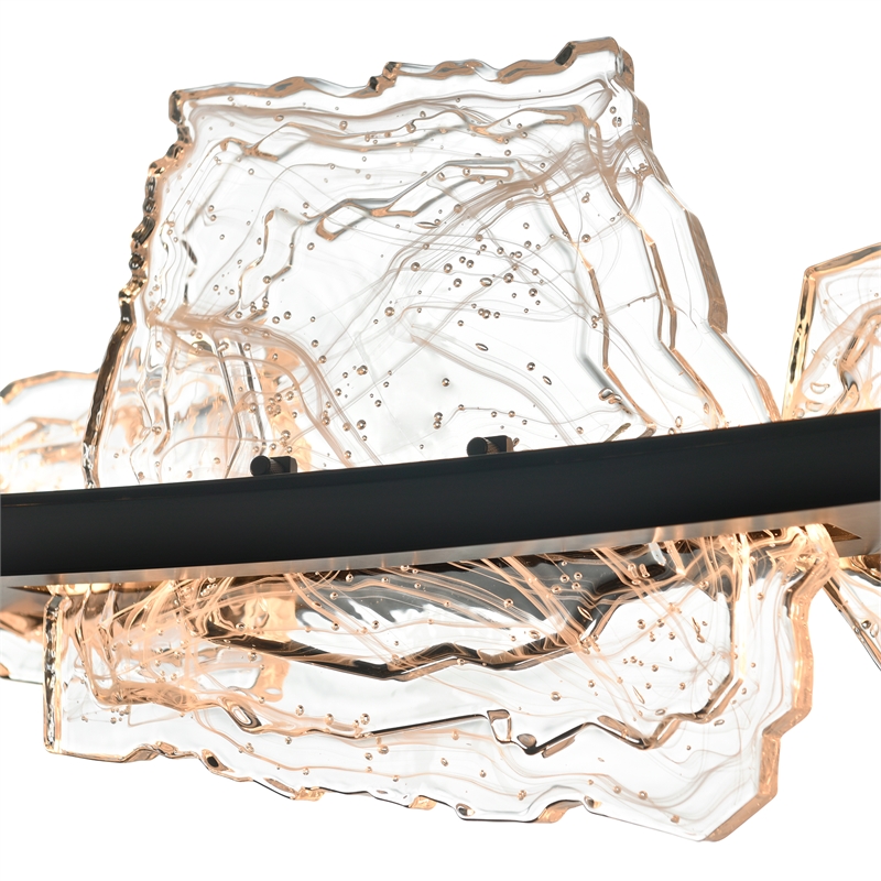 Arcus Integrated LED 50in Black Chandelier with Handcrafted Glass