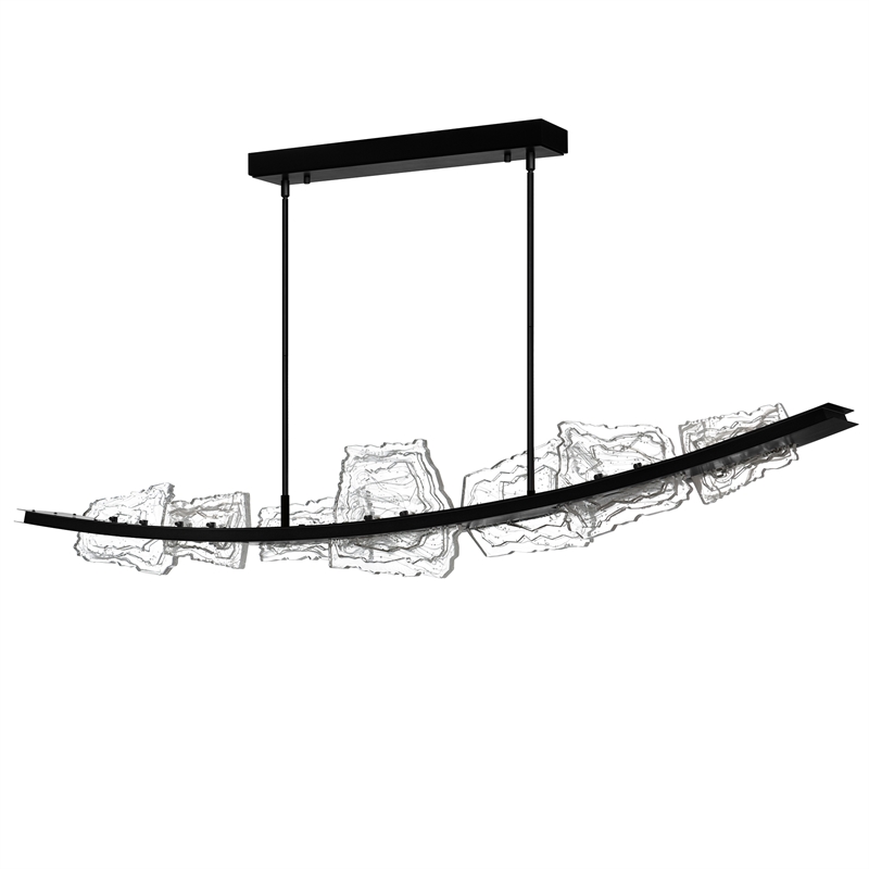 Arcus Integrated LED 70in Black Chandelier with Handcrafted Glass