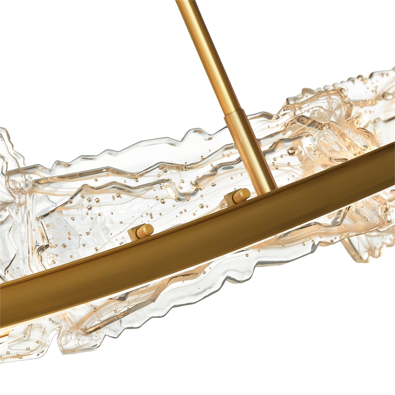 Arcus Integrated LED 70in Brass Chandelier with Handcrafted Glass