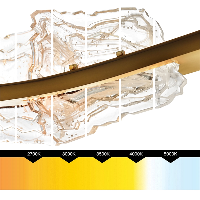 Arcus Integrated LED 70in Brass Chandelier with Handcrafted Glass