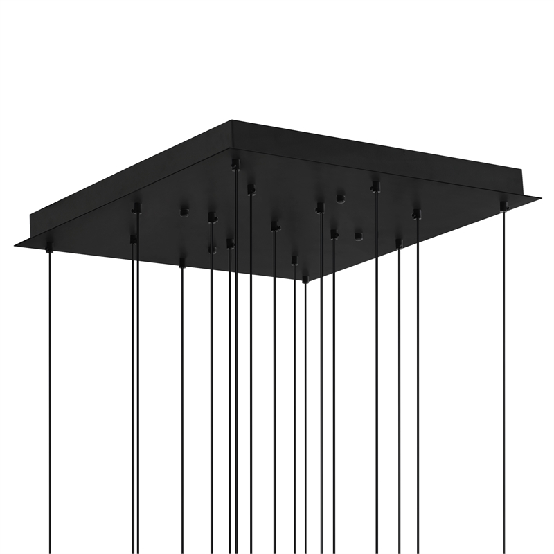 Petra Integrated LED 24in Black Chandelier with Handcrafted Glass