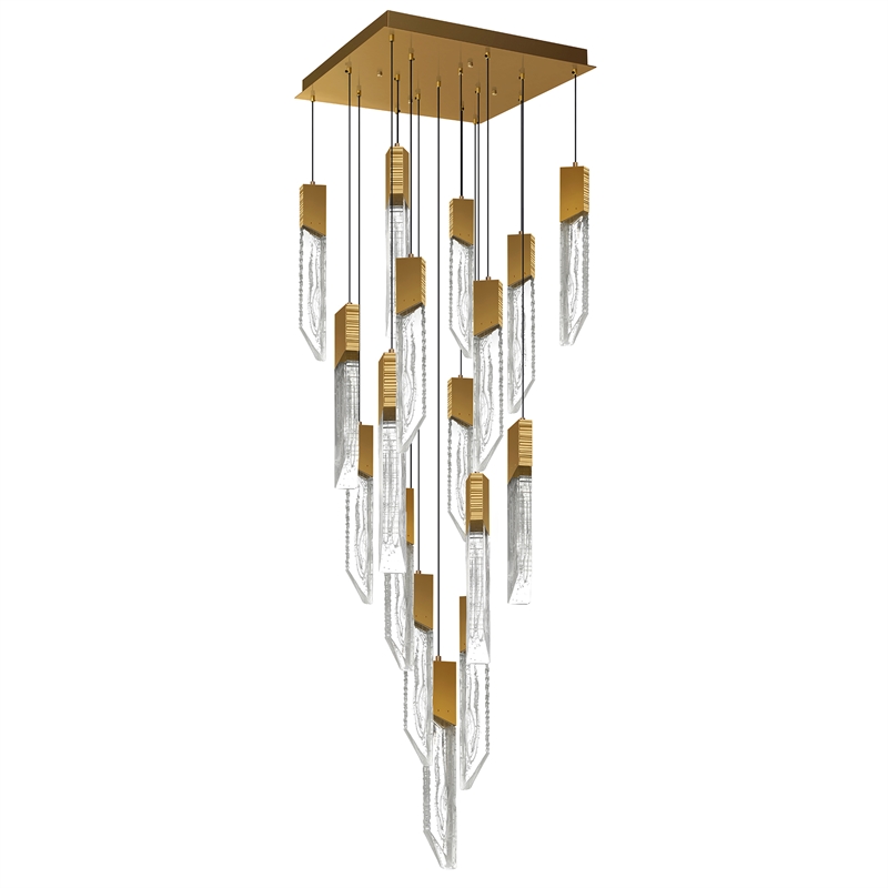 Petra Integrated LED 24in Brass Chandelier with Handcrafted Glass