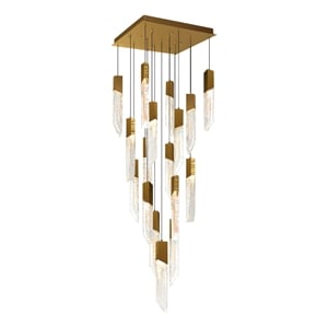 Petra Integrated LED 24in Brass Chandelier with Handcrafted Glass