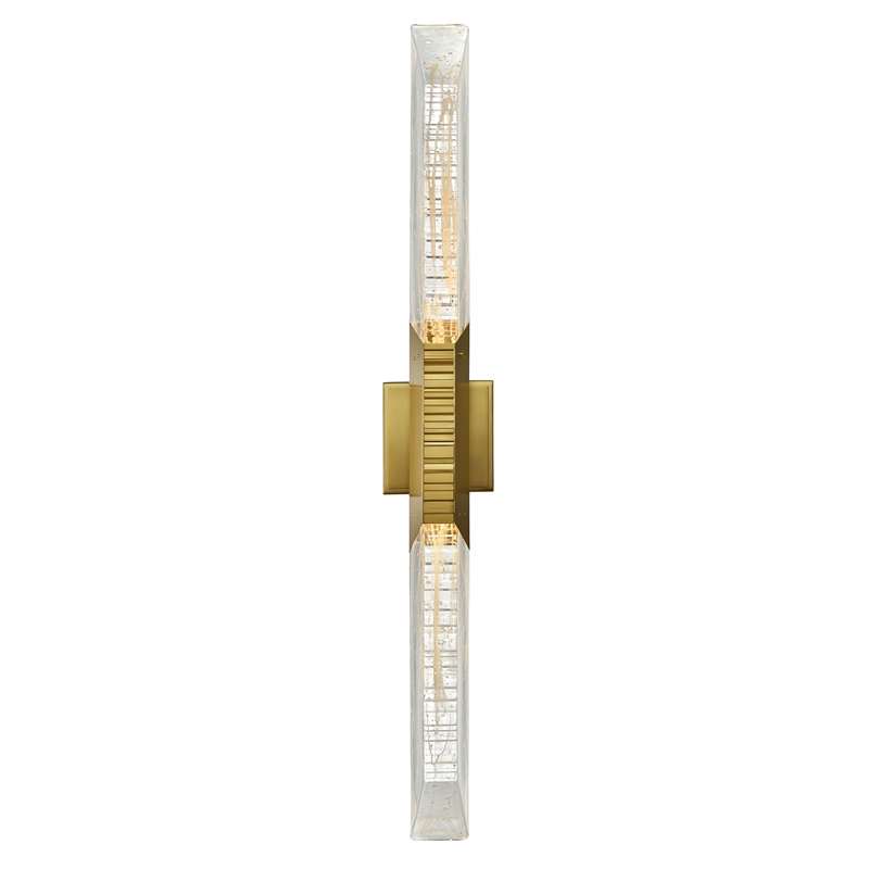 Petra Integrated LED 36in Brass Vanity Light with Handcrafted Glass