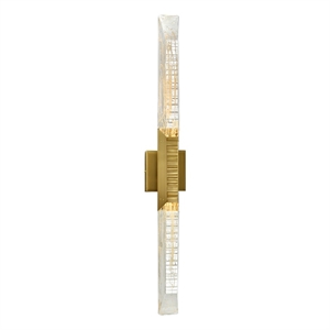 Petra Integrated LED 36in Brass Vanity Light with Handcrafted Glass