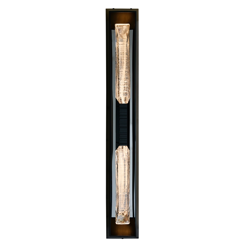 Petra Integrated LED 44in Sand Black Outdoor Wall Light with Handcrafted Glass