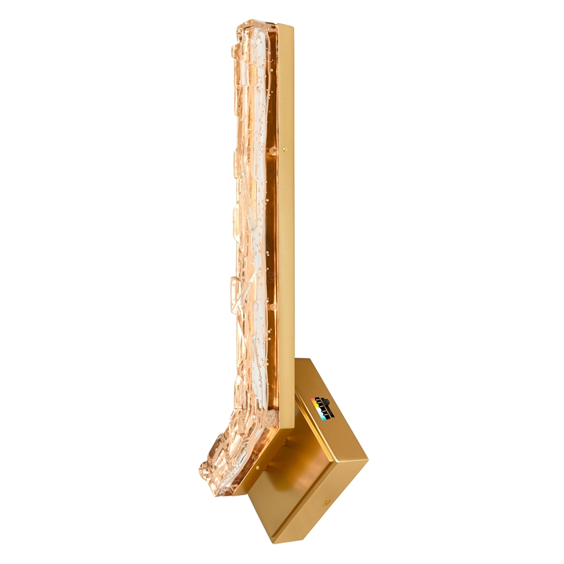 Contour Integrated LED 19in Brass Wall Light with Handcrafted Glass