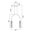 Curva Integrated LED 22in Black Chandelier with Handcrafted Glass
