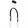 Curva Integrated LED 22in Black Chandelier with Handcrafted Glass