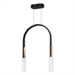 Curva Integrated LED 22in Black Chandelier with Handcrafted Glass