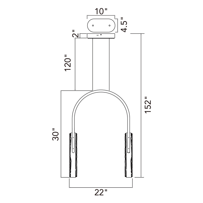 Curva Integrated LED 22in Brass Chandelier with Handcrafted Glass
