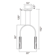 Curva Integrated LED 22in Brass Chandelier with Handcrafted Glass