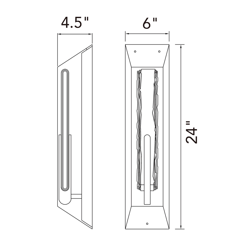 Curva Integrated LED 24in Sand Black Outdoor Wall Light with Handcrafted Glass