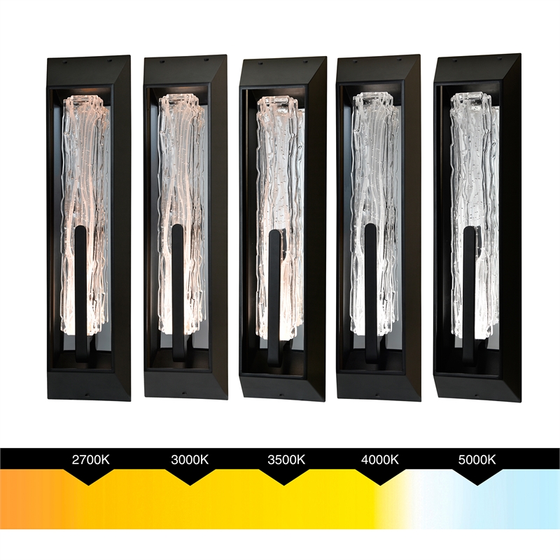 Curva Integrated LED 24in Sand Black Outdoor Wall Light with Handcrafted Glass