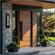 Curva Integrated LED 24in Sand Black Outdoor Wall Light with Handcrafted Glass