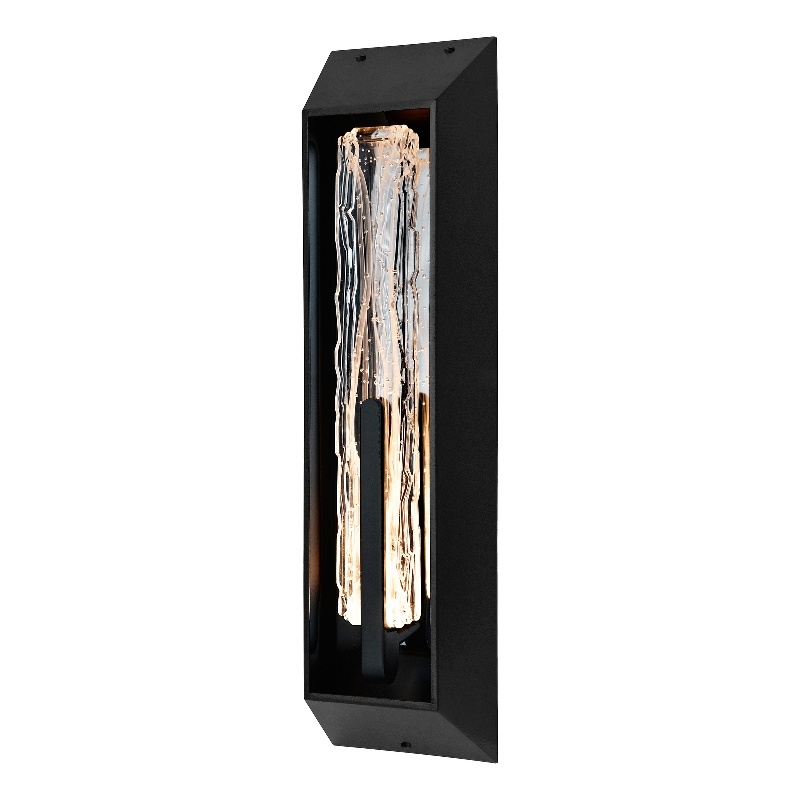 Curva Integrated LED 24in Sand Black Outdoor Wall Light with Handcrafted Glass